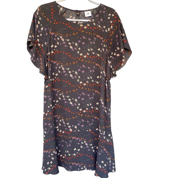 Cabi Muse Floral Dress Womens Small Gray Tulip Sleeve Casual Knee Length #3828 - Picture 1 of 11